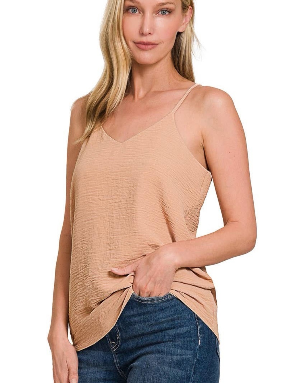 Everyday V-Neck Spaghetti Strap Cami in Blush Tan